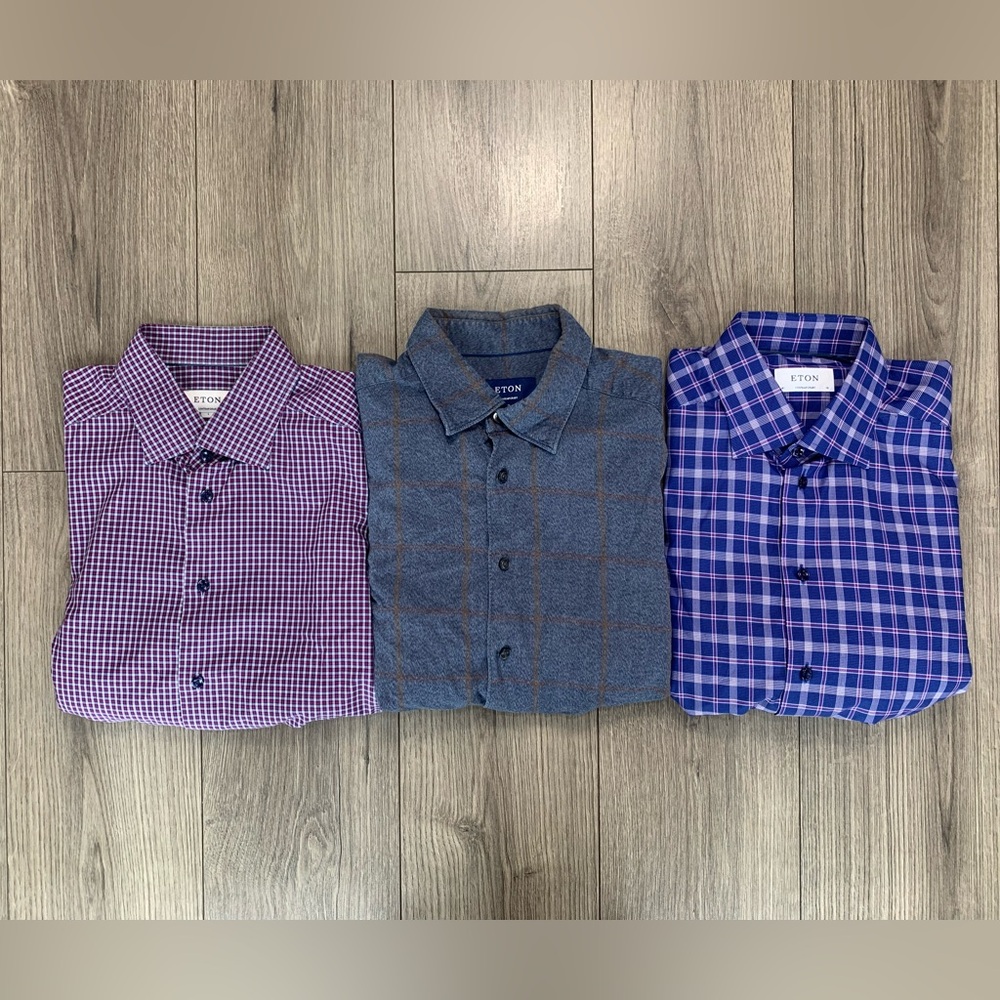Eton Bundle of 3‎ Contemporary Button Down Size 16, 16.5, 17
